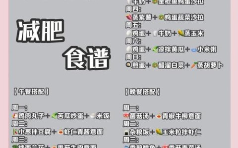 减肥食谱（减肥食谱三餐）