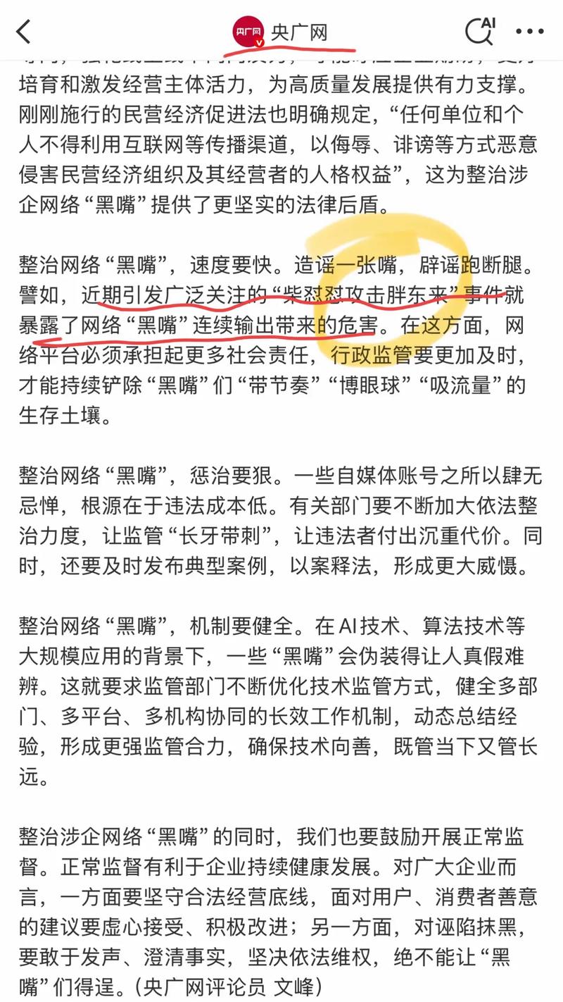涉企网络黑嘴整治(打击网络黑嘴)