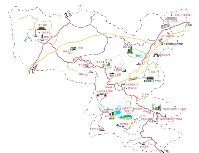 井冈山旅游地图(井冈山旅游地图景点)